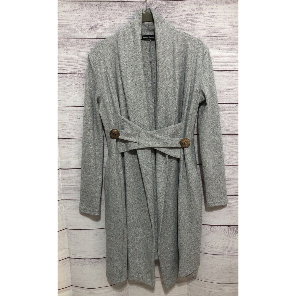 MAISON MASCALLIER HEATHER GRAY BUTTONED LONG CARIDGAN SIZE 2  EUC ADORABLE COZY